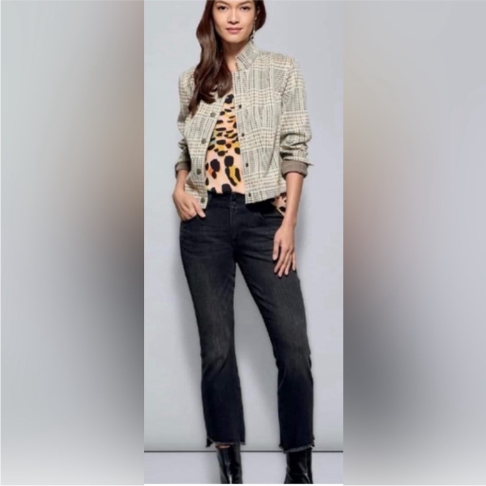 CAbi Black Hi-low crop jean size 4